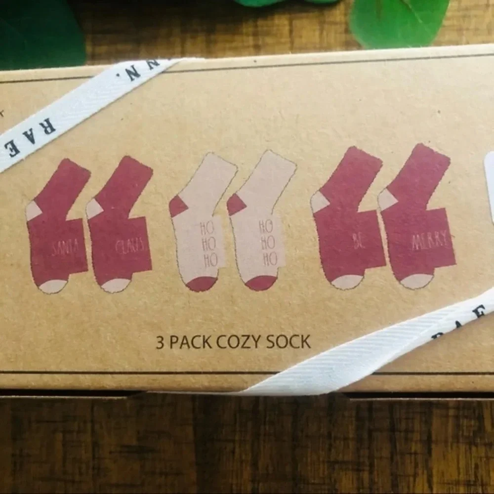 Rae Dunn Holiday Cozy Socks 3 Pack Gift Set Christmas NWT